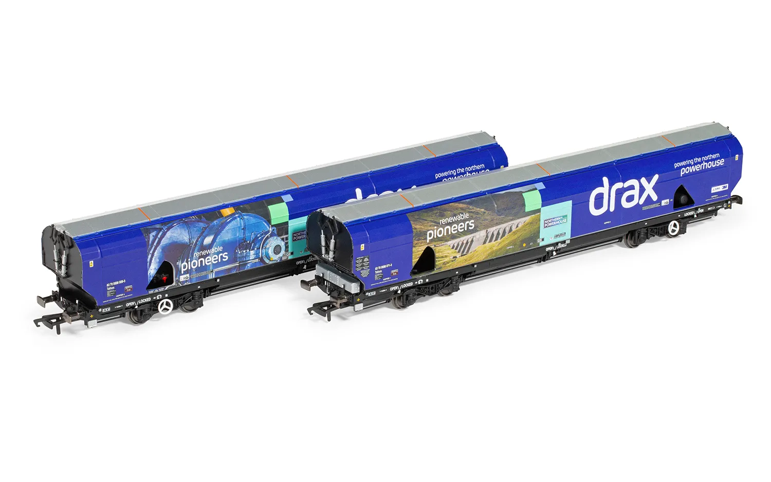 HORNBY R60176A DRAX BIOMASS WAGON PACK, 83700698071-3 & 83700698009-3