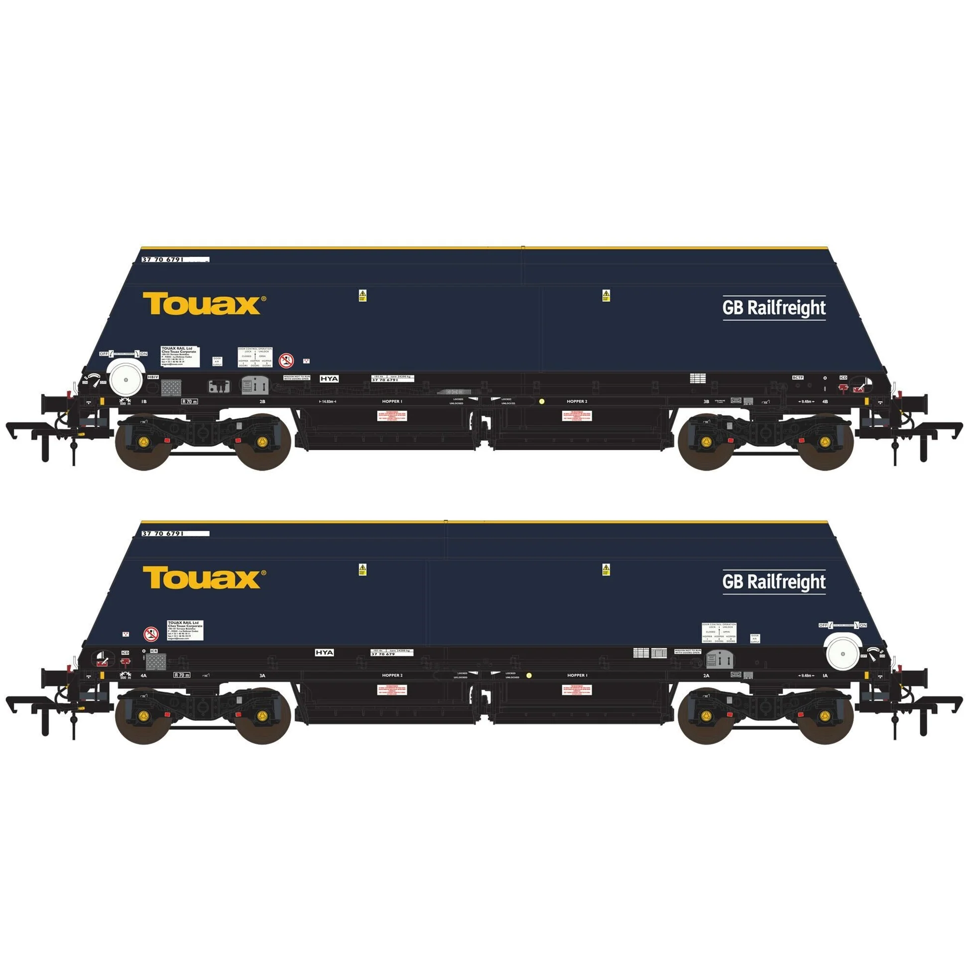 ACCURASCALE ACC3144 Cutdown HYA - Blue/Black with Touax/GB Railfreight branding (Pack 1)